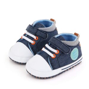 Stylish Blue & White Baby Shoes with Lace & Valcro Strap