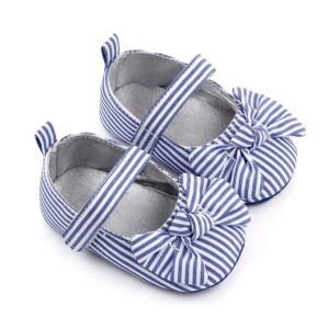 Blue Striped Bow Knot Baby Girl Shoes