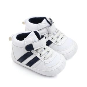 White & Blue High Ankle Baby Shoes