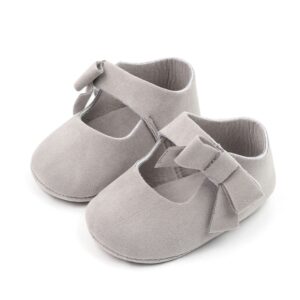 Stylish Soft Grey Baby Shoes with Bow