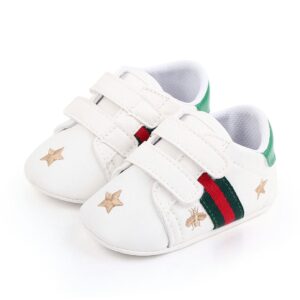 Trendy White Baby Shoes with Golden Star Pattern