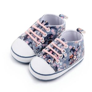 Flower Print Converse Style Baby Girl Shoes