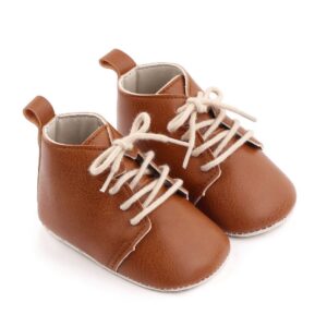 Brown Leather Trendy Baby Shoes with Laces