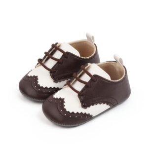 Gentlemen White & Brown Leather Baby Shoes