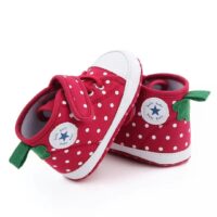 Polka Dots On Red Canvas Style Baby Shoes