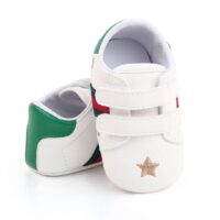 Trendy White Baby Shoes with Golden Star Pattern