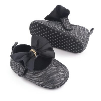 Fancy Black Baby Girl Shoes with Bow