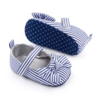 Blue Striped Bow Knot Baby Girl Shoes
