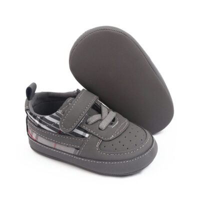 Cozy Grey Lace and Strap Baby Shoes