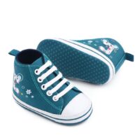White and Teal Causal Converse Style Baby Shoes