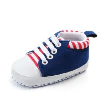 Dark Blue Baby Sneakers with Red and White Stripes