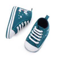 White and Teal Causal Converse Style Baby Shoes