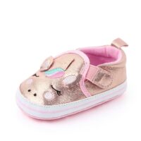 Unicorn Design Pink And Gold PU Baby Shoes