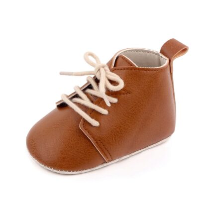 Brown Leather Trendy Baby Shoes with Laces