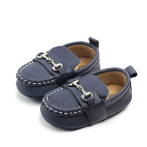 Soft PU Leather Dark Blue Baby Shoes