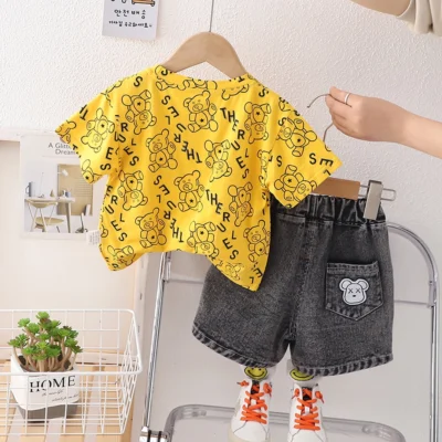 Yellow Casual Stylish Shirt With Black Jeans 2pc Set