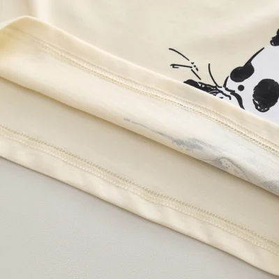 The Chinese Panda Summer Shirt With Beige Cotton Shorts
