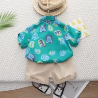 Casual Summer Look Teal Designed Shirt With Cotton Shorts