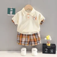 The Summer Cream Polo With Orange Accent Shorts