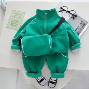 Green Stylish Sports Pullover Jersy With Trouser N Bag Set