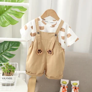 The Brown Bear Dungaree Style 2pc Set For Kids