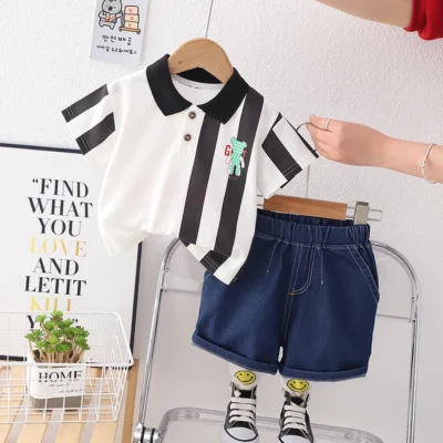 The Two Stripes Polo Shirt With Shorts For Kids