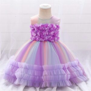 Purple Rainbow Party Dress For Kids
