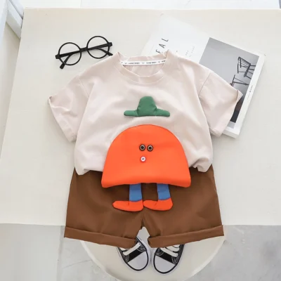 Cartoon Summer Cotton T-Shirt With Shorts For Kids