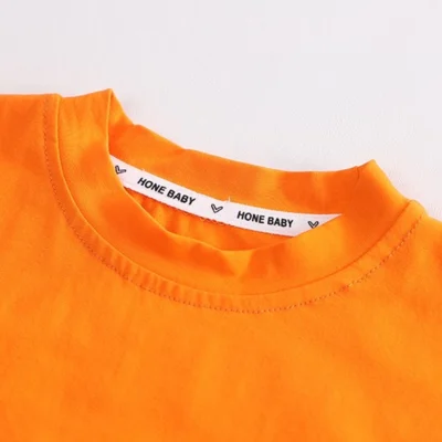 Orange Casual Summer T-Shirt With Green Shorts