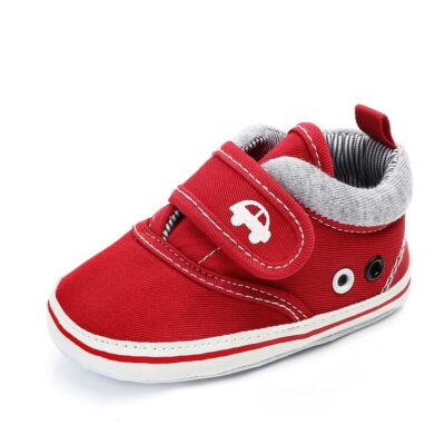 Red Cotton Hook N Loop Baby Shoes