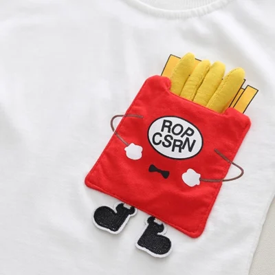 Doodle Fries Summer T-Shirt With Blue Grandient Shorts