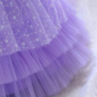 Purple Satin Layered Dress With Flower
