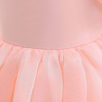 Pink Long Tail Layered Sleeveless Frock Dress