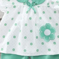 Green Polka Dots Top With Trouser For Girls