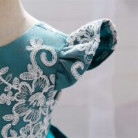 Blue Green Arabian Style Net Layered Frock Dress