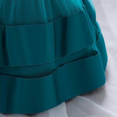 Blue Green Arabian Style Net Layered Frock Dress