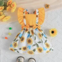 The Yellow Winged Style Casual Baby Girl Dress