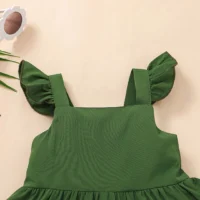 Green Sleeveless Top With Bottom Lace Shorts For Baby Girl