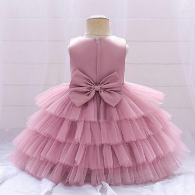 Pink Stylish Multi Layered Kids Frock Dress