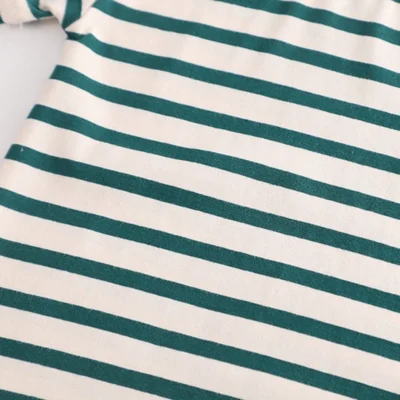 Green Lines T-Shirt With Stylish Cotton Dungaree