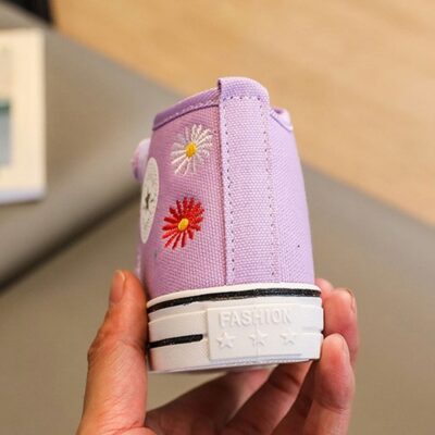 Casual Soft Pink Converse Style Kids Shoes