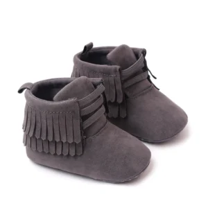 Trendy Soft Grey High Ankle Baby Shoes