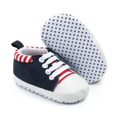 Black Baby Sneakers with White Stripes