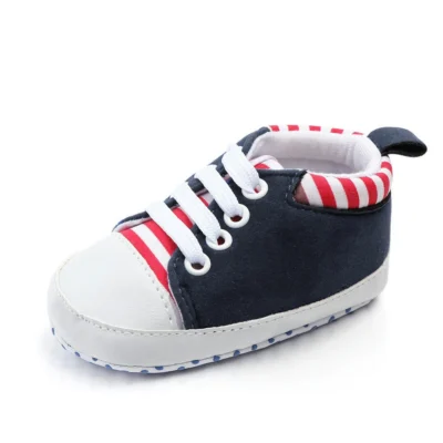 Black Baby Sneakers with White Stripes