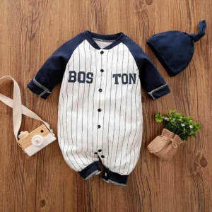Sports Style Boston Romper With Cap